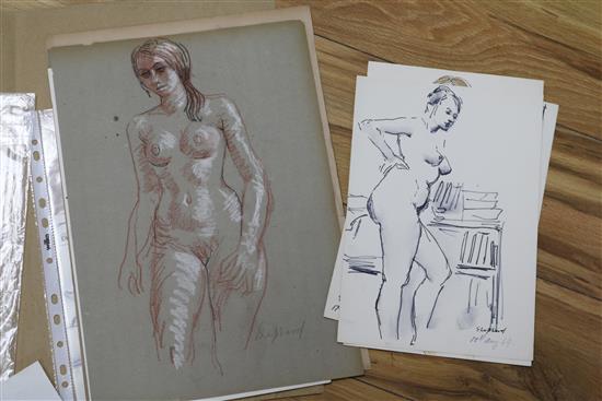 Sydney Horne shepherd - 1909-1993, a folder of nude sketches etc.